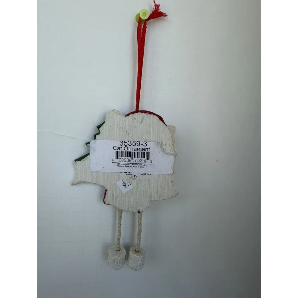 White Persian CAT Dangling Legs Grumpy Christmas Ornament E&S Pets personalize